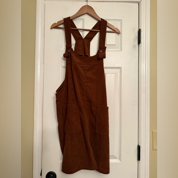 Brown Corduroy Overall Dress medium large $89 Anthropologie - Picture 5 of 6